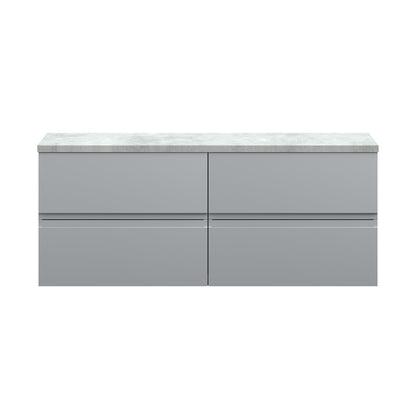 Hudson Reed Urban 1200mm Wall Hung 4-drawer Unit & Laminate Worktop Contemp Satin Grey MFC Painted Matt 522x1205x390mm - URB204LBG2