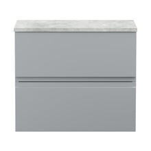 Hudson Reed Urban 600mm Wall Hung 2-drawer Vanity Unit & Laminate Worktop Contemp Satin Grey MFC Painted Matt 522x605x390mm - URB204LBG