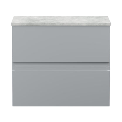 Hudson Reed Urban 600mm Wall Hung 2-drawer Vanity Unit & Laminate Worktop Contemp Satin Grey MFC Painted Matt 522x605x390mm - URB204LBG