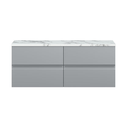 Hudson Reed Urban 1200mm Wall Hung 4-drawer Unit & Laminate Worktop Contemp Satin Grey MFC Painted Matt 522x1205x390mm - URB204LCM2