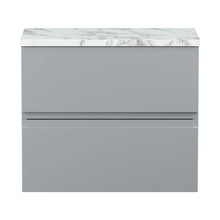 Hudson Reed Urban 600mm Wall Hung 2-drawer Unit & Laminate Worktop Contemp Satin Grey MFC Painted Matt 522x610x390mm