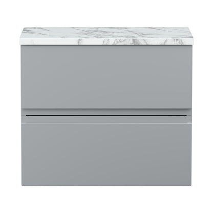 Hudson Reed Urban 600mm Wall Hung 2-drawer Unit & Laminate Worktop Contemp Satin Grey MFC Painted Matt 522x610x390mm
