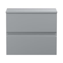 Hudson Reed Urban 600mm Wall Hung 2-drawer Vanity Unit & Worktop Contemp Satin Grey MFC Painted Matt 518x605x390mm