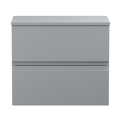 Hudson Reed Urban 600mm Wall Hung 2-drawer Vanity Unit & Worktop Contemp Satin Grey MFC Painted Matt 518x605x390mm