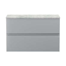 Hudson Reed Urban 800mm Wall Hung 2-drawer Vanity Unit & Laminate Worktop Contemp Satin Grey MFC Painted Matt 522x805x390mm - URB206LBG
