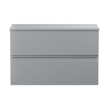 Hudson Reed Urban 800mm Wall Hung 2-drawer Vanity Unit & Worktop Contemp Satin Grey MFC Painted Matt 518x805x390mm