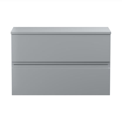 Hudson Reed Urban 800mm Wall Hung 2-drawer Vanity Unit & Worktop Contemp Satin Grey MFC Painted Matt 518x805x390mm