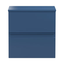 Hudson Reed Urban 500mm Wall Hung 2-drawer Vanity Unit & Worktop Contemp Satin Blue MFC Painted Matt 518x505x390mm