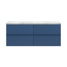 Hudson Reed Urban 1200mm Wall Hung 4-drawer Unit & Laminate Worktop Contemp Satin Blue MFC Painted Matt 522x1205x390mm - URB304LBG2