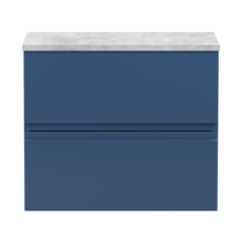 Hudson Reed Urban 600mm Wall Hung 2-drawer Vanity Unit & Laminate Worktop Contemp Satin Blue MFC Painted Matt 522x605x390mm - URB304LBG