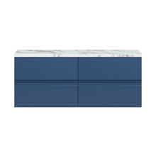 Hudson Reed Urban 1200mm Wall Hung 4-drawer Unit & Laminate Worktop Contemp Satin Blue MFC Painted Matt 522x1205x390mm - URB304LCM2