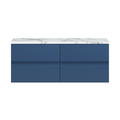 Hudson Reed Urban 1200mm Wall Hung 4-drawer Unit & Laminate Worktop Contemp Satin Blue MFC Painted Matt 522x1205x390mm - URB304LCM2