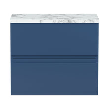 Hudson Reed Urban 600mm Wall Hung 2-drawer Unit & Laminate Worktop Contemp Satin Blue MFC Painted Matt 522x610x390mm