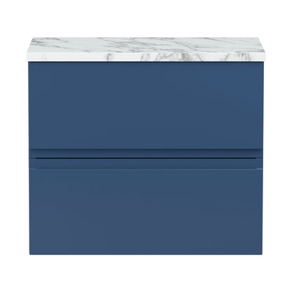 Hudson Reed Urban 600mm Wall Hung 2-drawer Unit & Laminate Worktop Contemp Satin Blue MFC Painted Matt 522x610x390mm