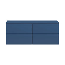 Hudson Reed Urban 1200 Wall Hung 4 Drawer Unit & Worktop Contemp Satin Blue MFC Painted Matt 518x1205x390mm