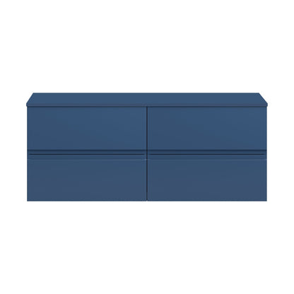 Hudson Reed Urban 1200 Wall Hung 4 Drawer Unit & Worktop Contemp Satin Blue MFC Painted Matt 518x1205x390mm