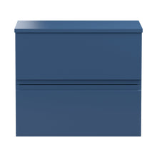 Hudson Reed Urban 600mm Wall Hung 2-drawer Vanity Unit & Worktop Contemp Satin Blue MFC Painted Matt 518x605x390mm