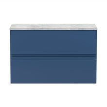 Hudson Reed Urban 800mm Wall Hung 2-drawer Vanity Unit & Laminate Worktop Contemp Satin Blue MFC Painted Matt 522x805x390mm - URB306LBG