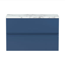 Hudson Reed Urban 800mm Wall Hung 2-drawer Unit & Laminate Worktop Contemp Satin Blue MFC Painted Matt 522x810x390mm