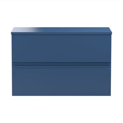 Hudson Reed Urban 800mm Wall Hung 2-drawer Vanity Unit & Worktop Contemp Satin Blue MFC Painted Matt 518x805x390mm