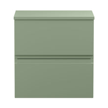 Hudson Reed Urban 500mm Wall Hung 2 Drawer Unit & Worktop Contemp Satin Green MFC Painted Matt 518x510x390mm