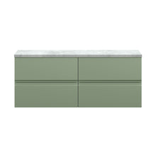 Hudson Reed Urban 1200mm Wall Hung 4-drawer Unit & Laminate Worktop Contemp Satin Green MFC Painted Matt 522x1205x390mm - URB804LBG2