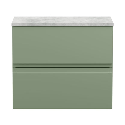 Hudson Reed Urban 600mm Wall Hung 2 Drawer Unit & Laminate Top Contemp Satin Green MFC Painted Matt 522x610x390mm - URB804LBG