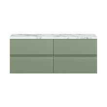 Hudson Reed Urban 1200mm Wall Hung 4-drawer Unit & Laminate Worktop Contemp Satin Green MFC Painted Matt 522x1205x390mm - URB804LCM2