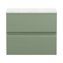 Hudson Reed Urban 600mm Wall Hung 2 Drawer Unit & Laminate Top Contemp Satin Green MFC Painted Matt 522x610x390mm - URB804LSW