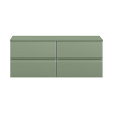 Hudson Reed Urban 1200 Wall Hung 4 Drawer Unit & Worktop Contemp Satin Green MFC Painted Matt 518x1205x390mm