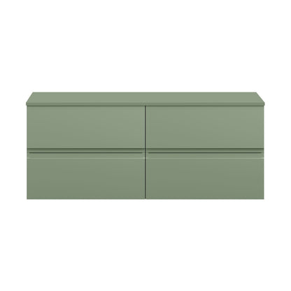 Hudson Reed Urban 1200 Wall Hung 4 Drawer Unit & Worktop Contemp Satin Green MFC Painted Matt 518x1205x390mm