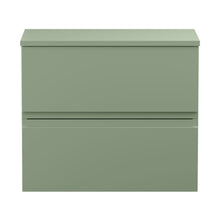 Hudson Reed Urban 600mm Wall Hung 2 Drawer Unit & Worktop Contemp Satin Green MFC Painted Matt 518x610x390mm
