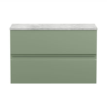Hudson Reed Urban 800mm Wall Hung 2 Drawer Unit & Laminate Top Contemp Satin Green MFC Painted Matt 522x810x390mm - URB806LBG