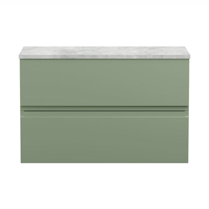 Hudson Reed Urban 800mm Wall Hung 2 Drawer Unit & Laminate Top Contemp Satin Green MFC Painted Matt 522x810x390mm - URB806LBG