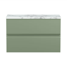 Hudson Reed Urban 800mm Wall Hung 2-drawer Unit & Laminate Worktop Contemp Satin Green MFC Painted Matt 522x810x390mm