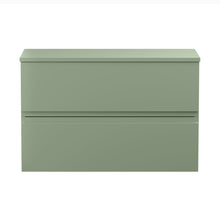 Hudson Reed Urban 800mm Wall Hung 2 Drawer Unit & Worktop Contemp Satin Green MFC Painted Matt 518x810x390mm