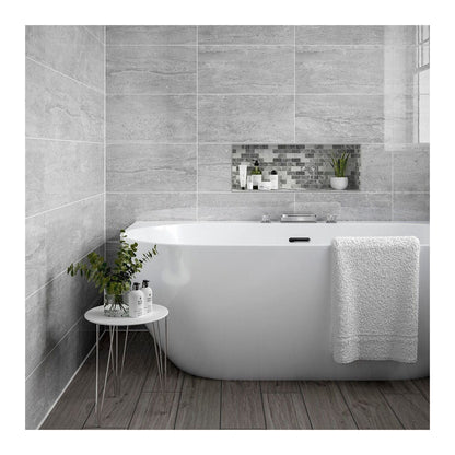 Verona Castell Grey Stone & Metal Mix Brick Mosaic 300x300mm - JJ Building Materials