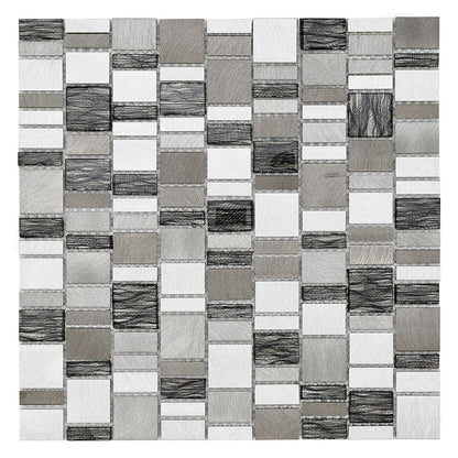 Verona Chrome Copper Glass & Metal Linear Mosaic 300x300mm - JJ Building Materials