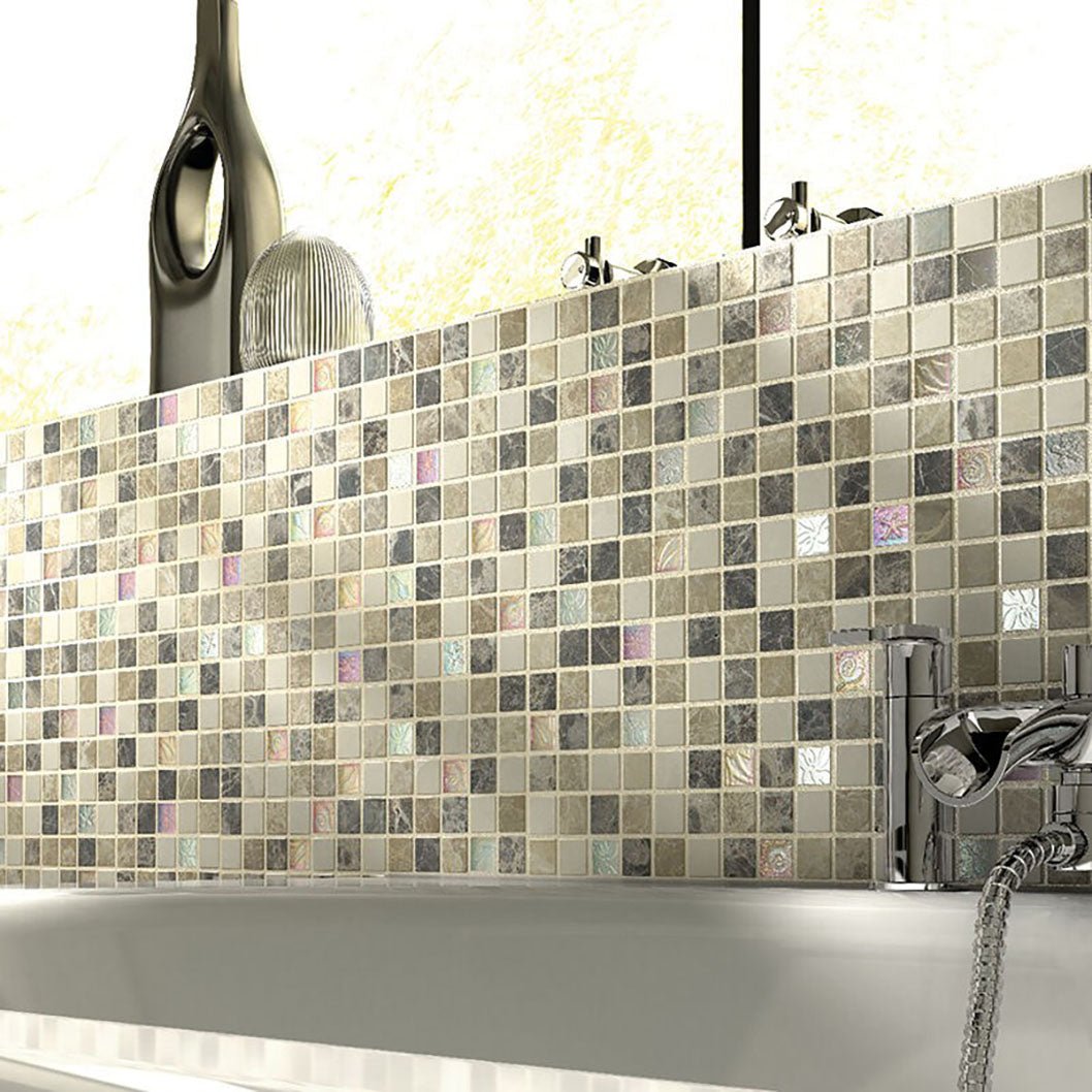 Verona Emperador Cream Glass/Stone Mix Mosaic 300x300mm - JJ Building Materials