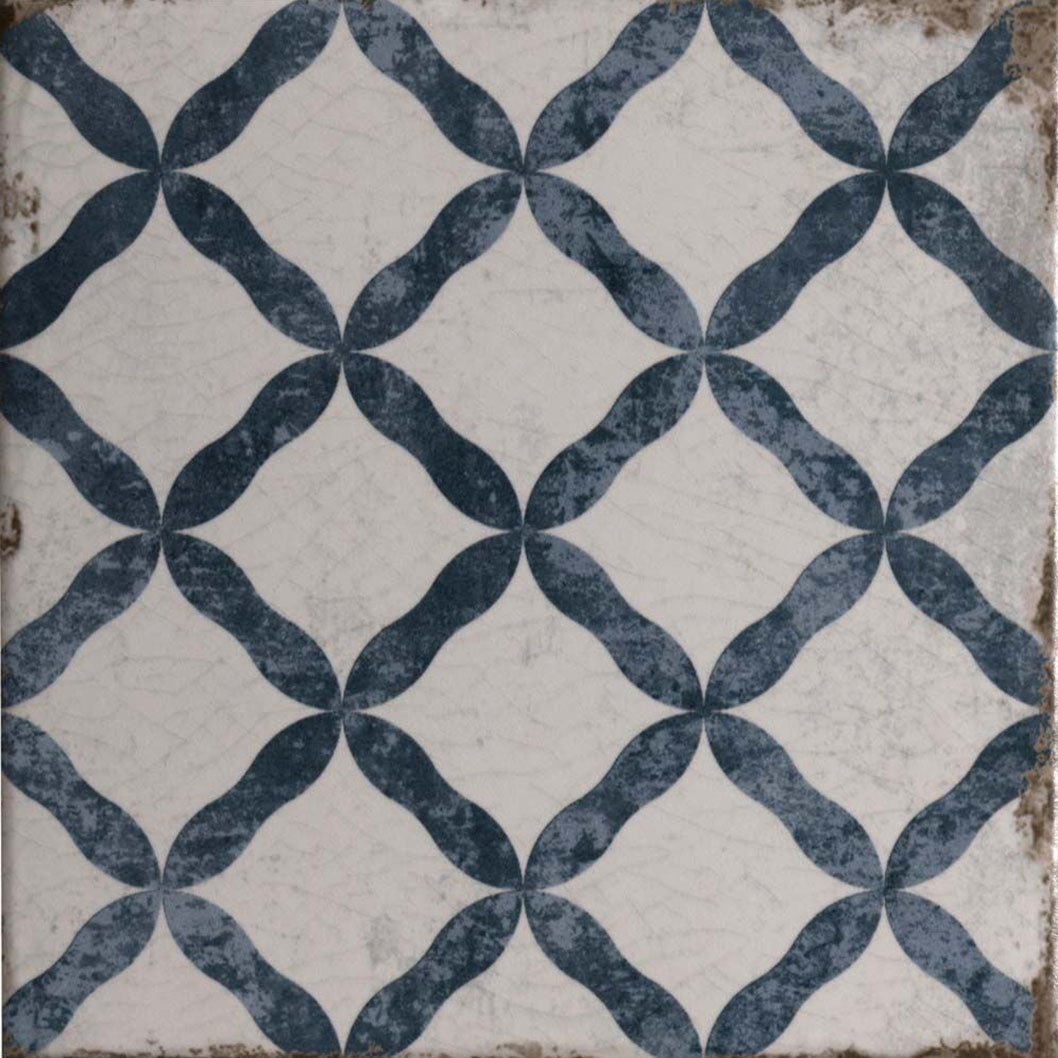 Verona Garcia Trellis Blue Wall & Floor Tile 200x200mm - JJ Building Materials