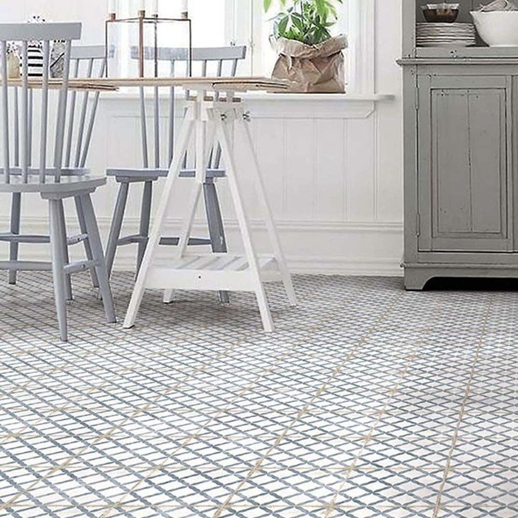 Verona Garcia Trellis Blue Wall & Floor Tile 200x200mm - JJ Building Materials