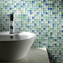 Verona Hammered Pearl Aqua Glass Mosaic 305x305mm - JJ Building Materials