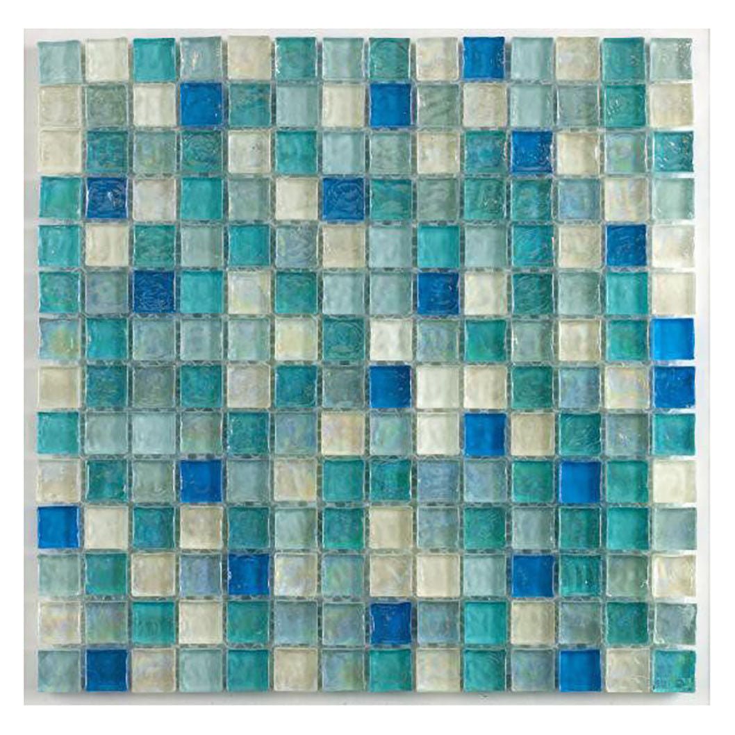 Verona Hammered Pearl Aqua Glass Mosaic 305x305mm - JJ Building Materials
