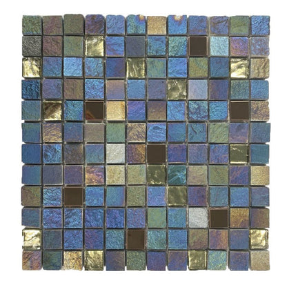 Verona Iridescent Glass/Stone/Metal Mix Mosaic 300x300mm - JJ Building Materials