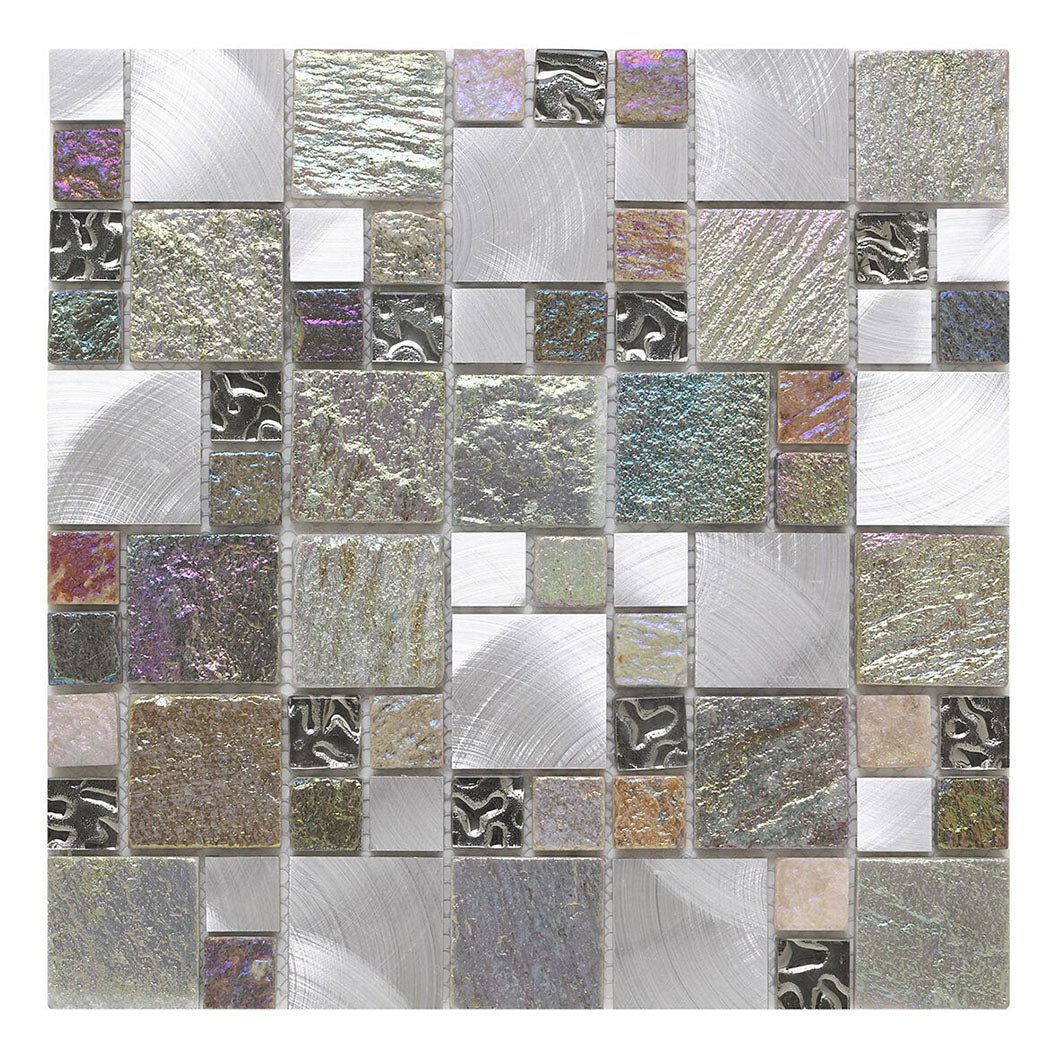 Verona Iridescent Glass/Stone/Metal Mix Mosaic 300x300mm - JJ Building Materials