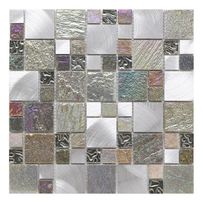 Verona Iridescent Glass/Stone/Metal Mix Mosaic 300x300mm - JJ Building Materials