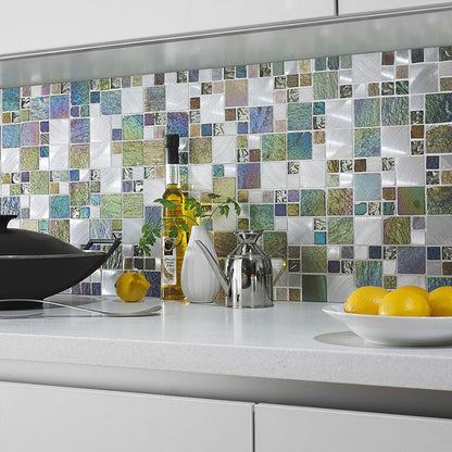 Verona Iridescent Glass/Stone/Metal Mix Mosaic 300x300mm - JJ Building Materials