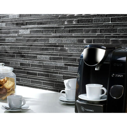 Verona Kenton Glass/Stone/Metal Mix Offset Linear Mosaic 300x310mm - JJ Building Materials