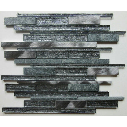 Verona Kenton Glass/Stone/Metal Mix Offset Linear Mosaic 300x310mm - JJ Building Materials