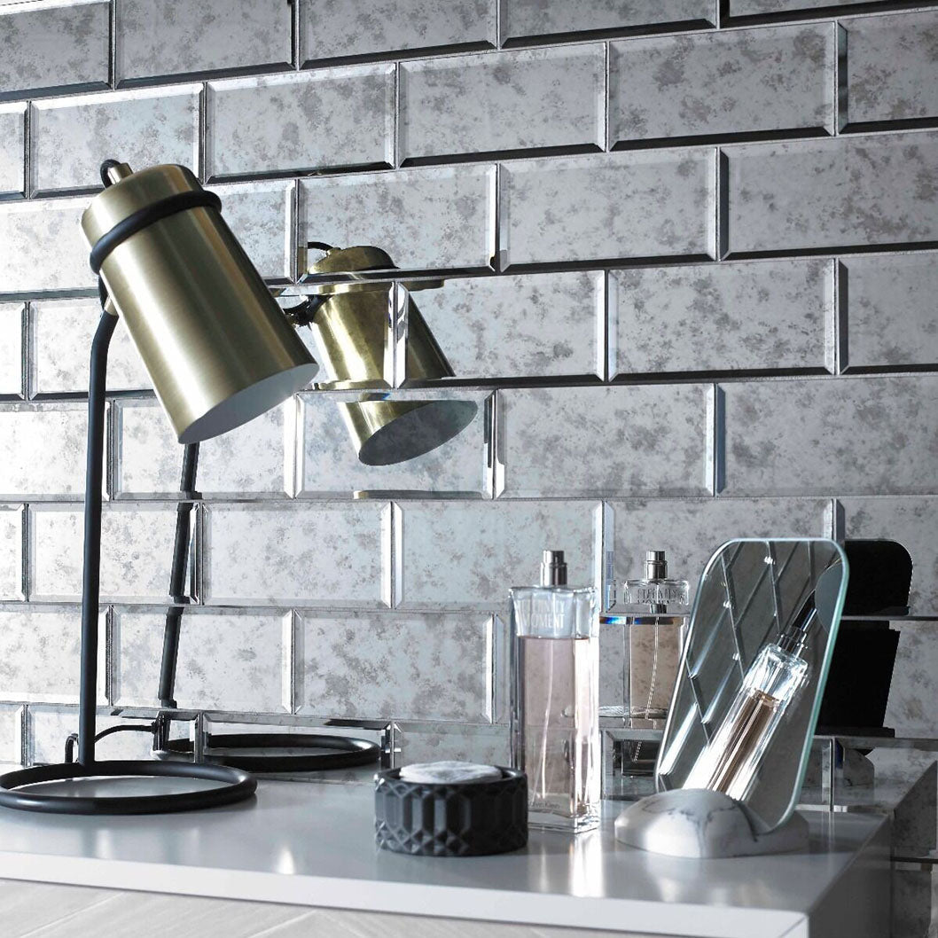 Verona Lumiere Bevel Mirror Brick Mosaic 300x305mm - JJ Building Materials